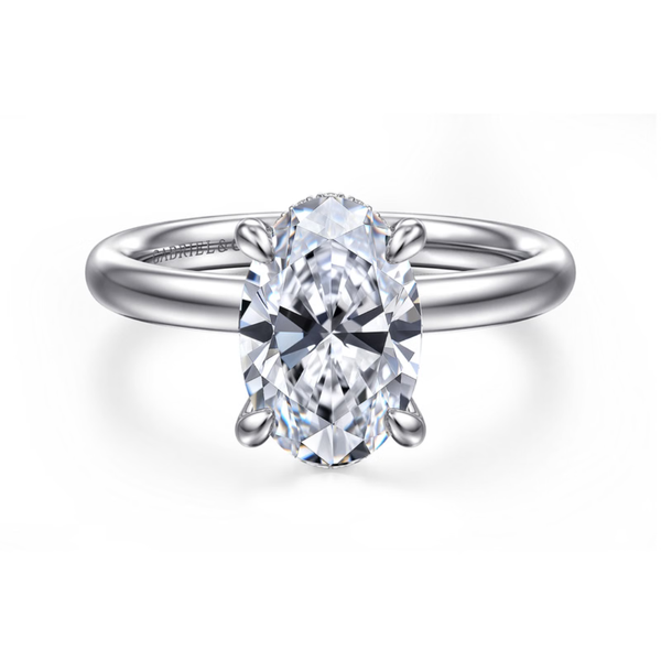 Gabriel & Co. Classic14K White Gold Peace Oval Cut Engagement Ring SVS Fine Jewelry Oceanside, NY