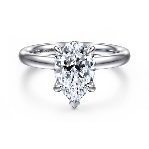 Gabriel & Co. Classic14K White Gold Peace Pear Cut Engagement Ring SVS Fine Jewelry Oceanside, NY