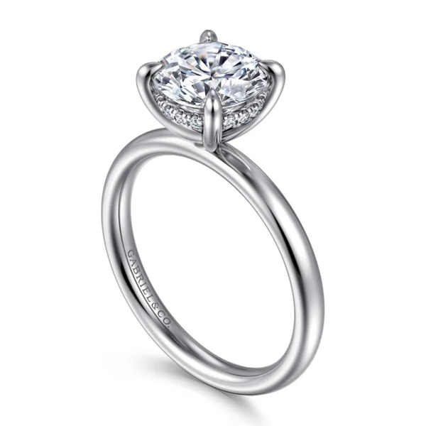 Gabriel & Co. Classic14K White Gold Peace Round Cut Engagement Ring Image 3 SVS Fine Jewelry Oceanside, NY