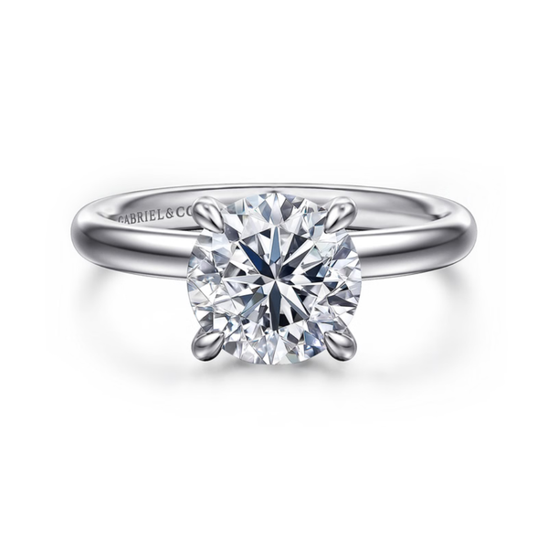 Gabriel & Co. Classic14K White Gold Peace Round Cut Engagement Ring SVS Fine Jewelry Oceanside, NY
