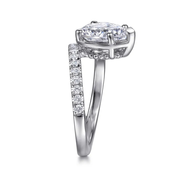 Gabriel & Co. Contemporary Margo 14K White Gold Bezel Prong Pear Shape Wrap Engagement Ring Image 4 SVS Fine Jewelry Oceanside, NY