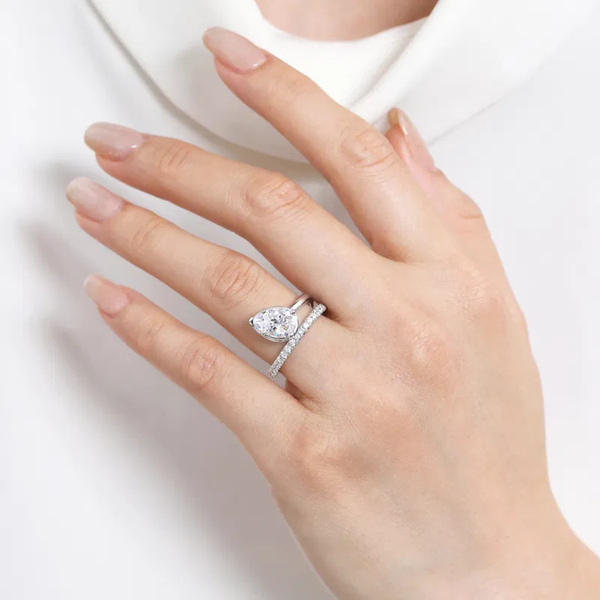 Gabriel & Co. Contemporary Margo 14K White Gold Bezel Prong Pear Shape Wrap Engagement Ring Image 5 SVS Fine Jewelry Oceanside, NY