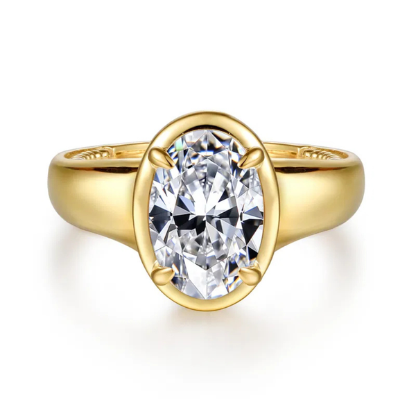 Gabriel & Co. Contemporary 14K Yellow Gold Ettie Oval Engagement Ring SVS Fine Jewelry Oceanside, NY