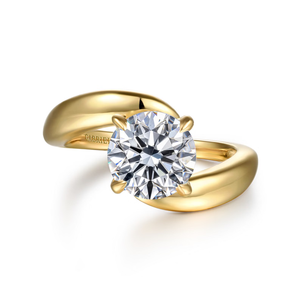 Gabriel & Co. Contemporary 14K Yellow Gold Bettie Round Bypass Engagement Ring SVS Fine Jewelry Oceanside, NY