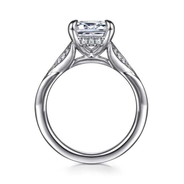 Gabriel & Co. Contemporary 14K White Gold Taye Emerald Cut Split Shank Engagement Ring Image 2 SVS Fine Jewelry Oceanside, NY
