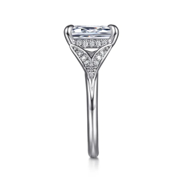 Gabriel & Co. Contemporary 14K White Gold Taye Emerald Cut Split Shank Engagement Ring Image 4 SVS Fine Jewelry Oceanside, NY