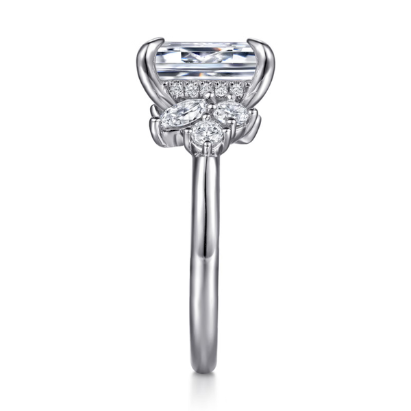 Gabriel & Co. Starlight 14K White Gold Caye Emerald Cut Engagement Ring Image 4 SVS Fine Jewelry Oceanside, NY
