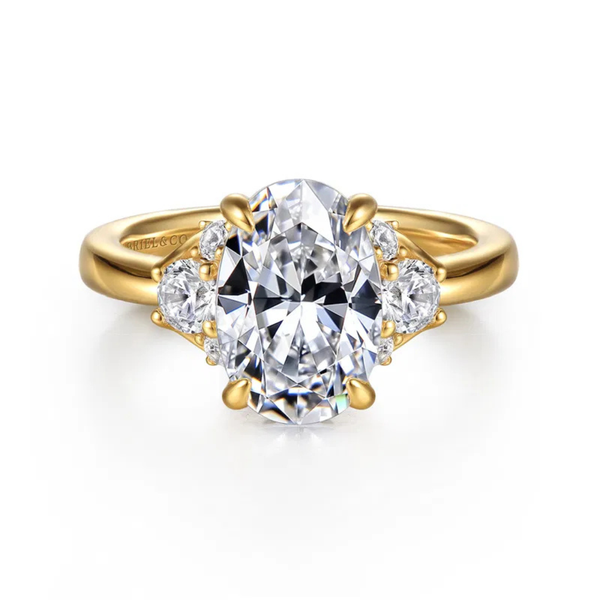 Gabriel & Co. Lotus 14K Yellow Gold Mattie Oval Cut Engagement Ring SVS Fine Jewelry Oceanside, NY