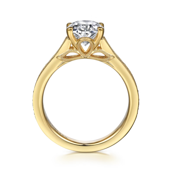 Gabriel & Co. Lotus 14K Yellow Gold Favola Oval Cut Engagement Ring Image 2 SVS Fine Jewelry Oceanside, NY