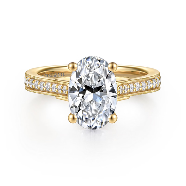 Gabriel & Co. Lotus 14K Yellow Gold Favola Oval Cut Engagement Ring SVS Fine Jewelry Oceanside, NY