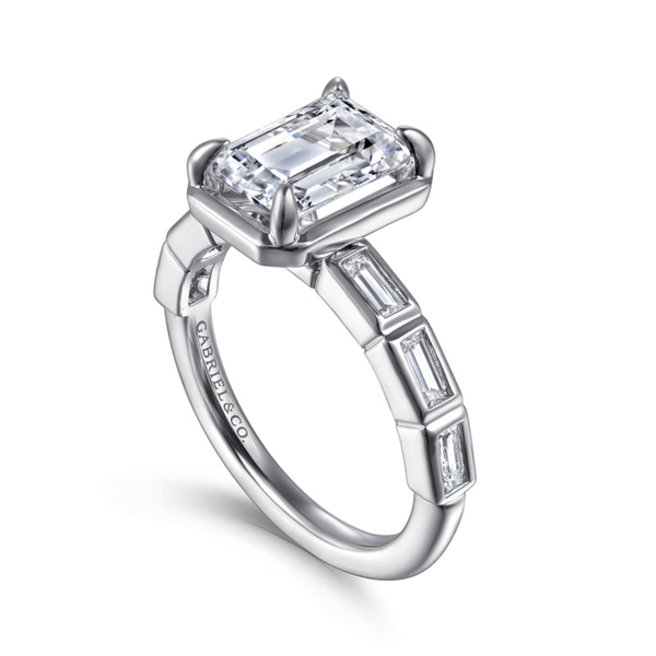 Gabriel & Co. Contemporary 14K White Gold Delphe Emerald Cut Engagement Ring Image 3 SVS Fine Jewelry Oceanside, NY