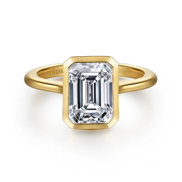 Gabriel & Co. Contemporary 14K Yellow Gold Brooke Emerald Cut Engagement Ring SVS Fine Jewelry Oceanside, NY