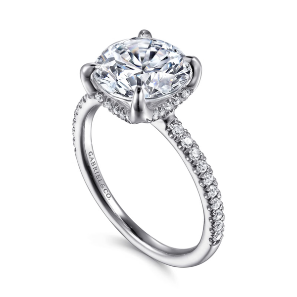 Gabriel & Co. Classic 14K White Gold Lorenzo Round  Engagement Ring Image 3 SVS Fine Jewelry Oceanside, NY
