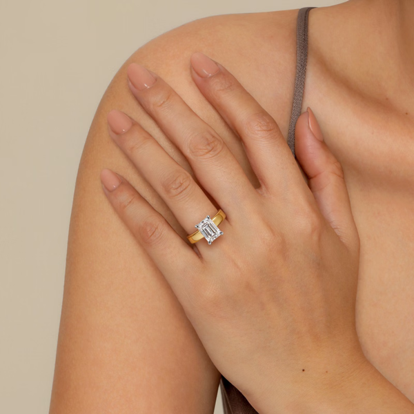 Gabriel & Co. Classic 14K Yellow- White Gold Argentina Emerald Cut Engagement Ring Image 5 SVS Fine Jewelry Oceanside, NY