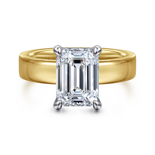 Gabriel & Co. Classic 14K Yellow- White Gold Argentina Emerald Cut Engagement Ring SVS Fine Jewelry Oceanside, NY
