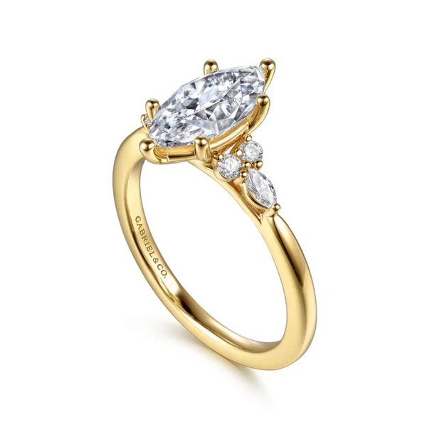 Gabriel & Co. Starlight Arletta 14K Yellow Gold 6 Prong Marquise Shape Diamond Engagement Ring Image 3 SVS Fine Jewelry Oceanside, NY
