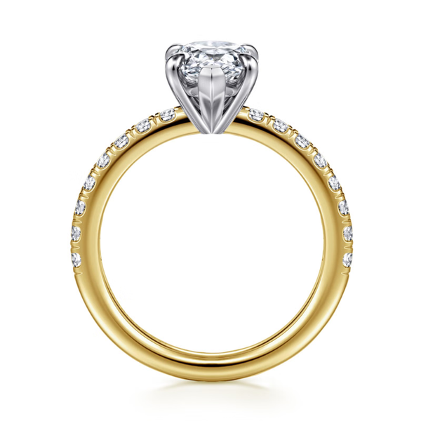 Gabriel & Co. Contemporary Aruba 14K White & Yellow Gold Pear Shape Diamond Engagement Ring Image 2 SVS Fine Jewelry Oceanside, NY