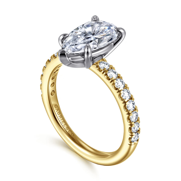 Gabriel & Co. Contemporary Aruba 14K White & Yellow Gold Pear Shape Diamond Engagement Ring Image 4 SVS Fine Jewelry Oceanside, NY