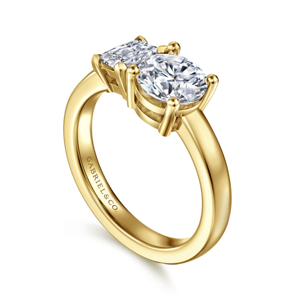 Gabriel & Co. Contemporary Aveline 14K Yellow Gold Toi et Moi Round Engagement Ring Image 2 SVS Fine Jewelry Oceanside, NY