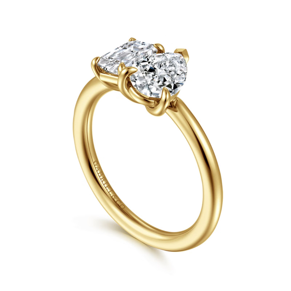 Gabriel & Co. Contermporary Ayla 14K Yellow Gold Toi Et Moi Pear Shape Diamond Engagement Ring Image 3 SVS Fine Jewelry Oceanside, NY
