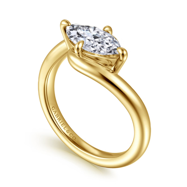 Gabriel & Co. Contemporary Freye 14K Yellow Gold Bypass Compass Prong Marquise Shape Engagement Ring Image 3 SVS Fine Jewelry Oceanside, NY