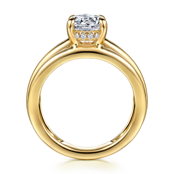 Gabriel & Co Contemporary Bexley 14K Yellow Gold Split Shank Oval Diamond Engagement Ring Image 2 SVS Fine Jewelry Oceanside, NY