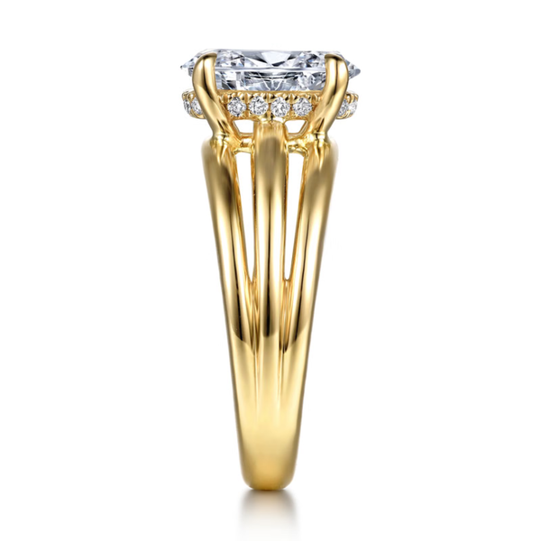 Gabriel & Co Contemporary Bexley 14K Yellow Gold Split Shank Oval Diamond Engagement Ring Image 4 SVS Fine Jewelry Oceanside, NY