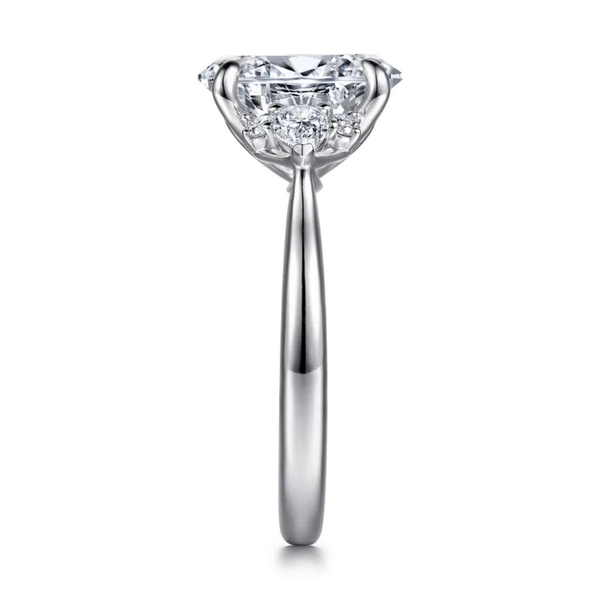 Gabriel & Co. Lotus 14K White Gold Boa Oval Three Stone Diamond Engagement Ring Image 4 SVS Fine Jewelry Oceanside, NY