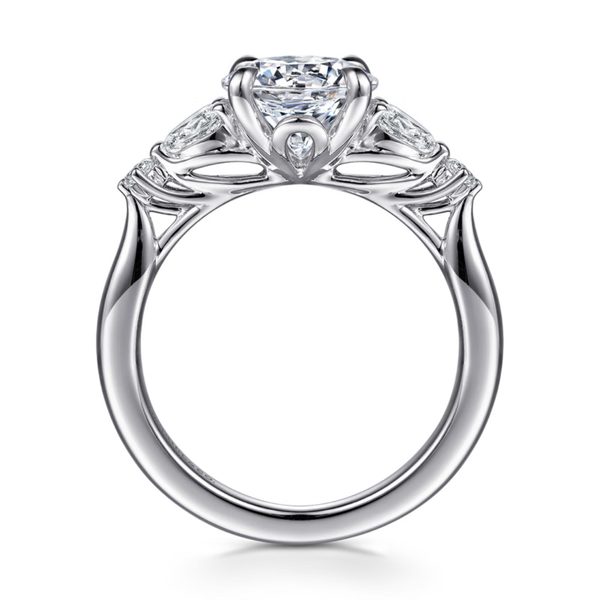 Gabriel & Co. Lotus 14K White Gold Bonita Round Cut Engagement Ring Image 2 SVS Fine Jewelry Oceanside, NY