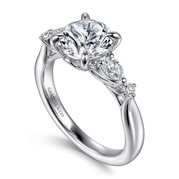 Gabriel & Co. Lotus 14K White Gold Bonita Round Cut Engagement Ring Image 3 SVS Fine Jewelry Oceanside, NY