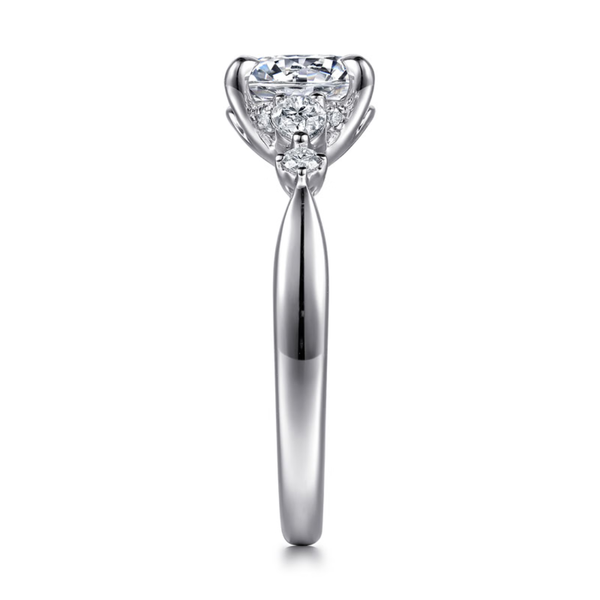 Gabriel & Co. Lotus 14K White Gold Bonita Round Cut Engagement Ring Image 4 SVS Fine Jewelry Oceanside, NY