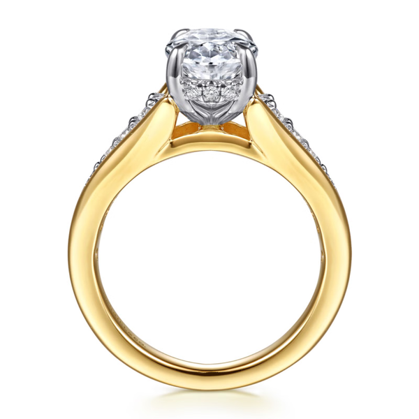 Gabriel & Co. Contemporary 14K White- Yellow Gold Bruno Oval Cut Engagement Ring Image 2 SVS Fine Jewelry Oceanside, NY