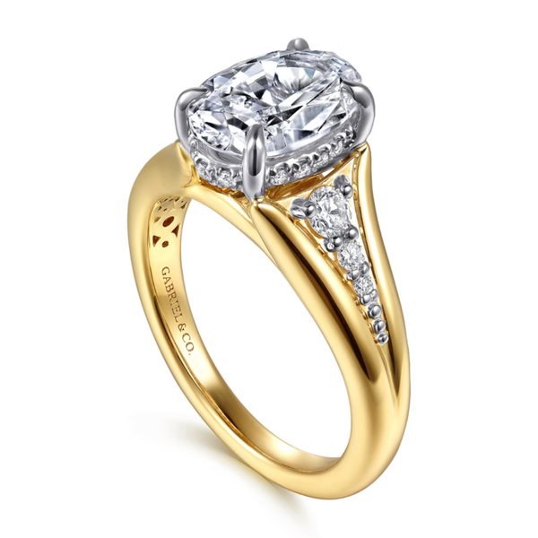 Gabriel & Co. Contemporary 14K White- Yellow Gold Bruno Oval Cut Engagement Ring Image 3 SVS Fine Jewelry Oceanside, NY