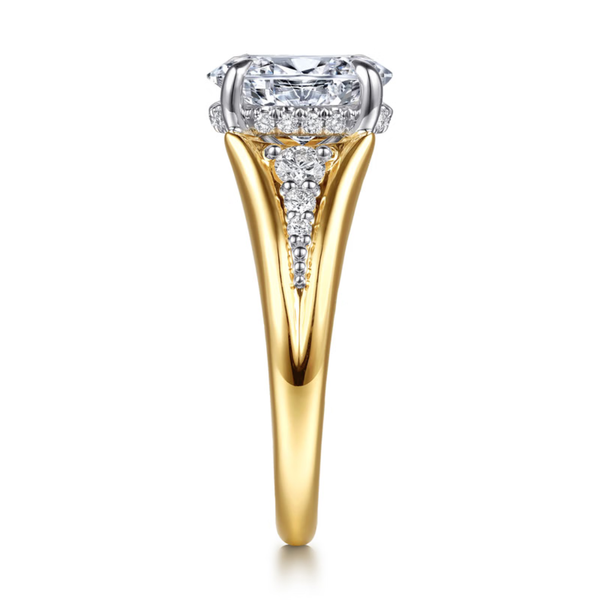Gabriel & Co. Contemporary 14K White- Yellow Gold Bruno Oval Cut Engagement Ring Image 4 SVS Fine Jewelry Oceanside, NY