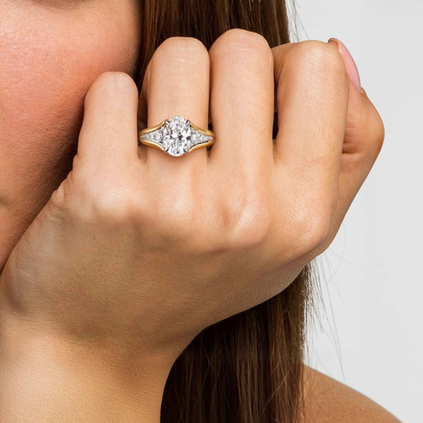 Gabriel & Co. Contemporary 14K White- Yellow Gold Bruno Oval Cut Engagement Ring Image 5 SVS Fine Jewelry Oceanside, NY