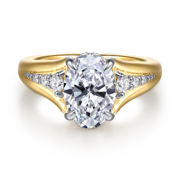 Gabriel & Co. Contemporary 14K White- Yellow Gold Bruno Oval Cut Engagement Ring SVS Fine Jewelry Oceanside, NY