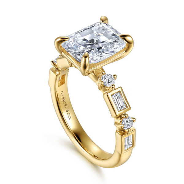 Gabriel & Co. Contemporary 14K Yellow Gold Cabana Radiant Cut Engagement Ring Image 3 SVS Fine Jewelry Oceanside, NY