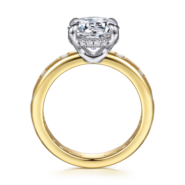 Gabriel & Co. Contemporary 14K White- Yellow  Gold Cabata Round Cut Engagement Ring Image 2 SVS Fine Jewelry Oceanside, NY