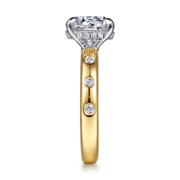 Gabriel & Co. Contemporary 14K White- Yellow  Gold Cabata Round Cut Engagement Ring Image 4 SVS Fine Jewelry Oceanside, NY