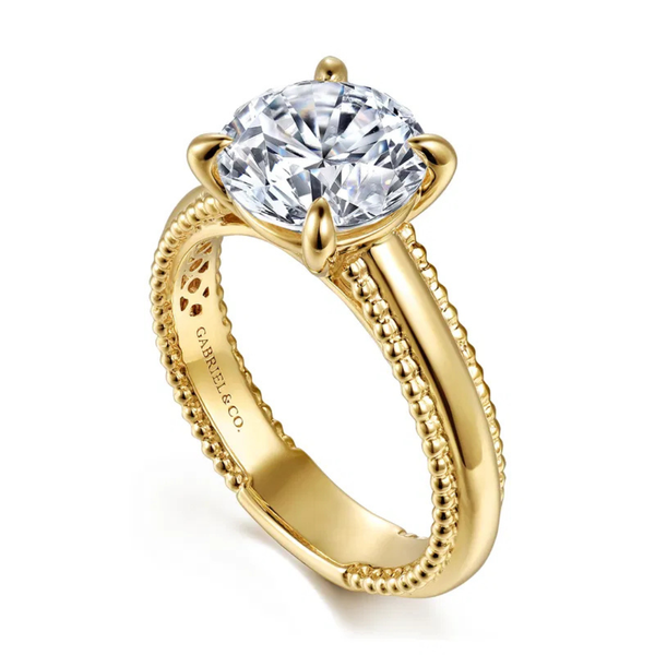 Gabriel & Co. Bujukan14K Yellow Gold Carela Round Cut Engagement Ring Image 3 SVS Fine Jewelry Oceanside, NY