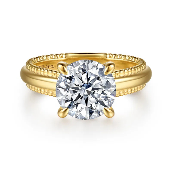 Gabriel & Co. Bujukan14K Yellow Gold Carela Round Cut Engagement Ring SVS Fine Jewelry Oceanside, NY