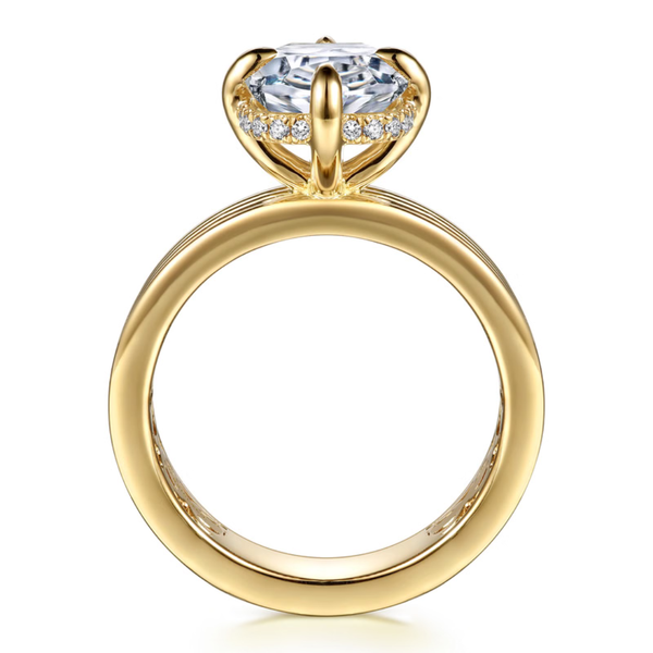Gabriel & Co. Contemporary 14K Yellow Gold Cassandra Elongated Cushion Cut Engagement Ring Image 2 SVS Fine Jewelry Oceanside, NY