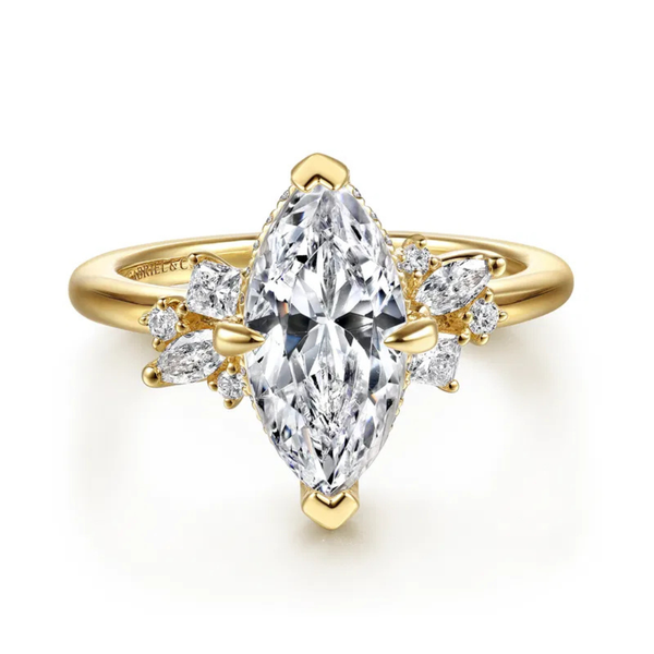 Gabriel & Co. Starlight 14K Yellow Gold Cicely Marquise Cut Engagement Ring SVS Fine Jewelry Oceanside, NY