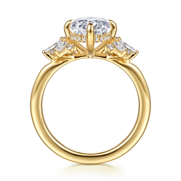 Gabriel & Co. Starlight14K Yellow Gold Clover Compass Prong Oval Cut Engagement Ring Image 2 SVS Fine Jewelry Oceanside, NY