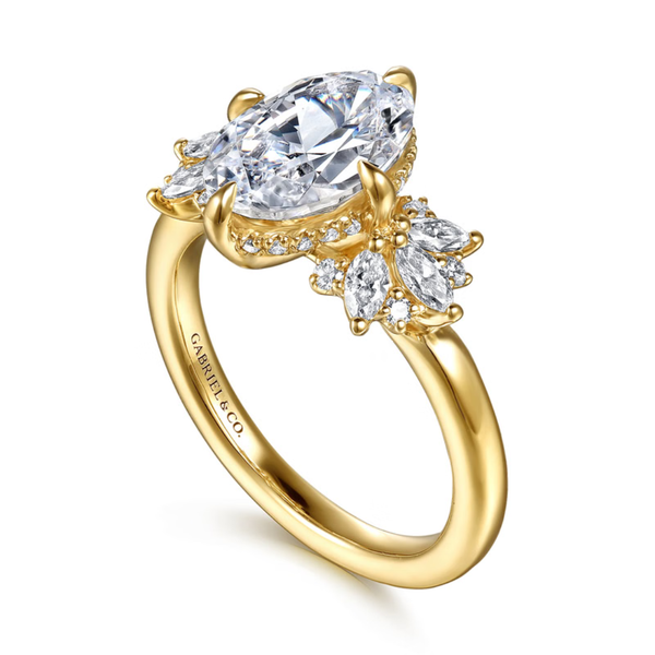 Gabriel & Co. Starlight14K Yellow Gold Clover Compass Prong Oval Cut Engagement Ring Image 3 SVS Fine Jewelry Oceanside, NY