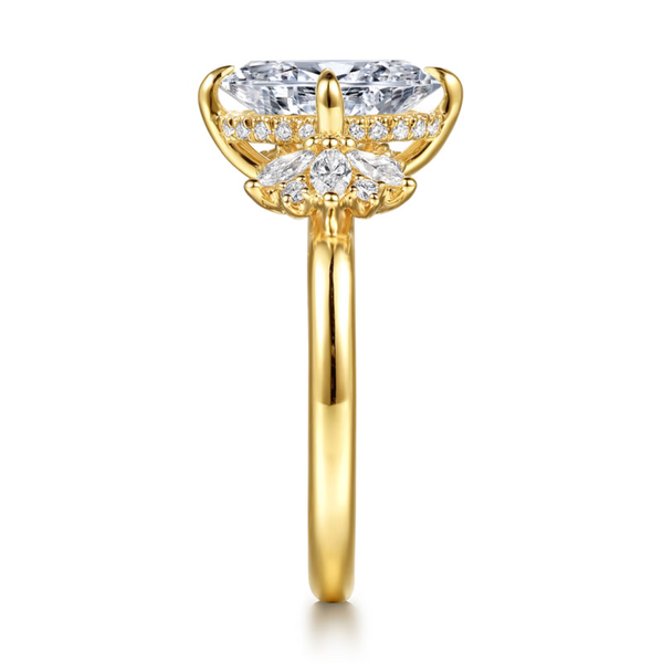 Gabriel & Co. Starlight14K Yellow Gold Clover Compass Prong Oval Cut Engagement Ring Image 4 SVS Fine Jewelry Oceanside, NY