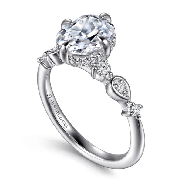 Gabriel & Co. Contemporary 14K White Gold Clyde Elongated Cushion Cut Engagement Ring Image 3 SVS Fine Jewelry Oceanside, NY