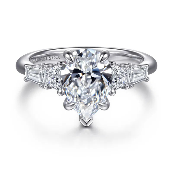 Gabriel & Co. Classic14K White Gold Commit Pear Cut Engagement Ring SVS Fine Jewelry Oceanside, NY