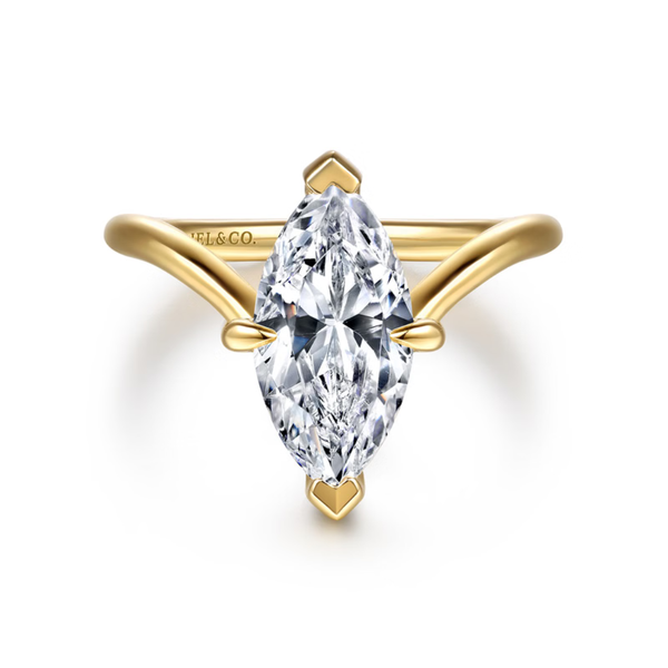 Gabriel & Co. Contemporary14K Yellow Gold Cosmic Marquise Cut Engagement Ring SVS Fine Jewelry Oceanside, NY
