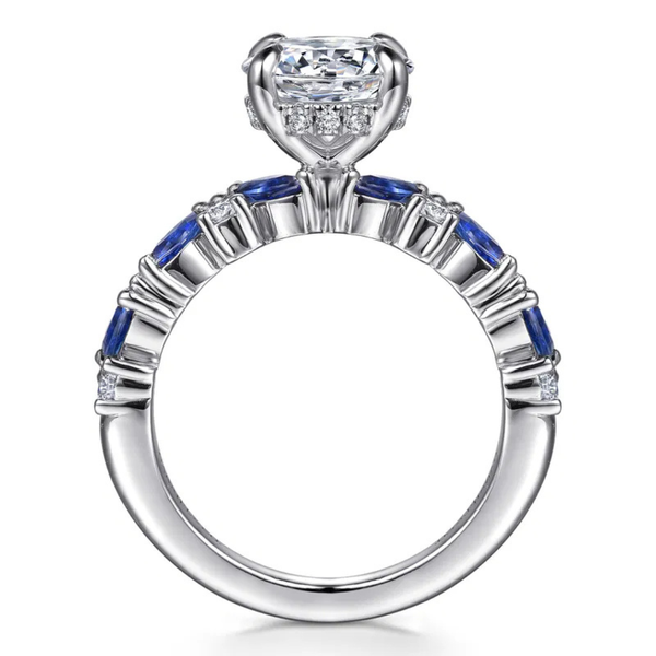 Gabriel & Co. Contemporary 14K White Gold Damiana Round Cut Sapphire Engagement Ring Image 2 SVS Fine Jewelry Oceanside, NY